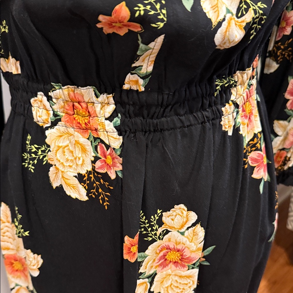 LOFT Black Dress with Floral Design - Picture 3 of 6